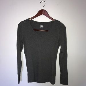 Basic Charcoal Gray Long Sleeve Shirt